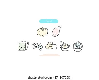 Hand drawn pictures. Cartoon food  illustrations. Black and white pattern food elements. perfect for invitations, greeting cards, prints, posters.