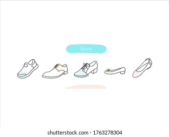 Hand drawn pictures. Cartoon Shoes illustrations. Black and white pattern shoes elements. perfect for invitations, greeting cards, prints, posters.