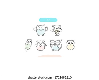 Hand drawn pictures.Owl illustrations. Black and white pattern animal elements. perfect for invitations, greeting cards, prints, posters.