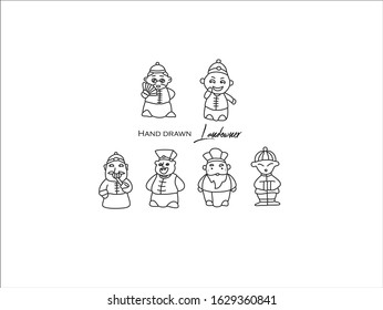 Hand drawn pictures.Old man illustrations. Black and white pattern character elements  perfect for invitations, greeting cards, prints, posters.