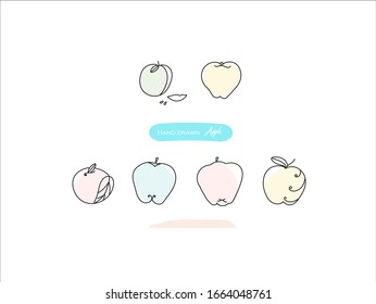 Imágenes dibujadas a mano. Ilustraciones de Apple. Elementos frutales de patrón blanco y negro. perfecto para invitaciones, tarjetas de felicitación, impresiones, carteles.