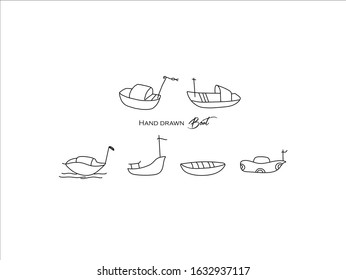 Hand drawn pictures.Boat illustrations. Black and white pattern transportation elements  perfect for invitations, greeting cards, prints, posters.