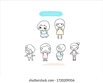 Hand drawn pictures.Cartoon character. Black and white pattern character elements. perfect for invitations, greeting cards, prints, posters.