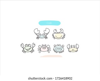 Hand drawn pictures.Crab illustrations. Black and white pattern animal elements. perfect for invitations, greeting cards, prints, posters.
