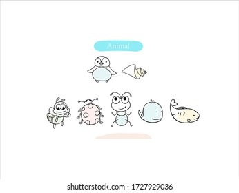 Hand drawn pictures.Cute animal illustrations. Black and white pattern animal elements. perfect for invitations, greeting cards, prints, posters.