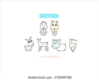Hand drawn pictures.Deer illustrations. Black and white pattern animal elements. perfect for invitations, greeting cards, prints, posters.