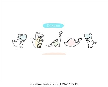 Hand drawn pictures.Dinosaur illustrations. Black and white pattern animal elements. perfect for invitations, greeting cards, prints, posters.