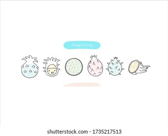Hand drawn pictures.Dragon Fruit illustrations. Black and white pattern fruit elements. perfect for invitations, greeting cards, prints, posters.