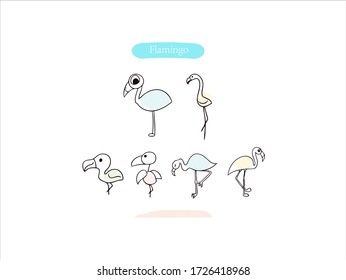 Hand drawn pictures.Flamingo illustrations. Black and white pattern animal elements. perfect for invitations, greeting cards, prints, posters.