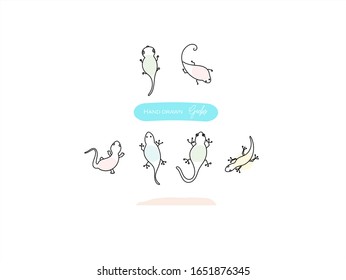 Hand drawn pictures.Gecko illustrations. Black and white pattern animal elements. perfect for invitations, greeting cards, prints, posters.