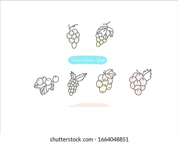 Hand drawn pictures.Grape illustrations. Black and white pattern fruit elements. perfect for invitations, greeting cards, prints, posters.