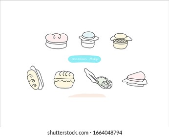 Hand drawn pictures.Hamburger illustrations. Black and white pattern food elements. perfect for invitations, greeting cards, prints, posters.