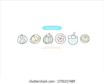 Hand drawn pictures.Mangosteen illustrations. Black and white pattern fruit elements. perfect for invitations, greeting cards, prints, posters.