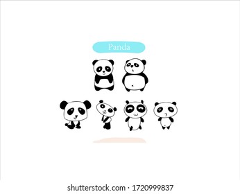 Hand drawn pictures.Panda illustrations. Black and white pattern animal elements. perfect for invitations, greeting cards, prints, posters.