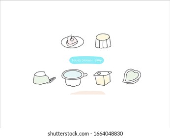 Hand drawn pictures.Pudding illustrations. Black and white pattern food elements. perfect for invitations, greeting cards, prints, posters.