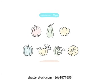 Hand drawn pictures.Pumpkin  illustrations. Black and white pattern food elements. perfect for invitations, greeting cards, prints, posters.