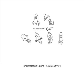 Hand drawn pictures.Rocket illustrations. Black and white pattern transportation elements  perfect for invitations, greeting cards, prints, posters.