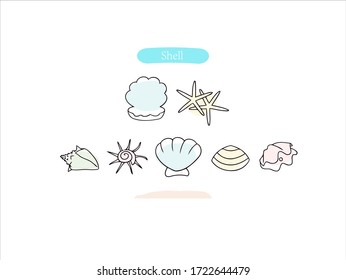 Hand drawn pictures.Shell illustrations. Black and white pattern animal elements. perfect for invitations, greeting cards, prints, posters.