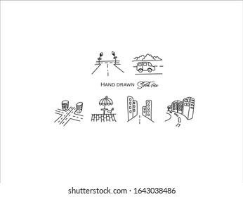Hand drawn pictures.Street view illustrations. Black and white pattern natural elements  perfect for invitations, greeting cards, prints, posters.