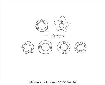 Hand drawn pictures.Swimming ring illustrations. Black and white pattern articles for daily use elements  perfect for invitations, greeting cards, prints, posters.