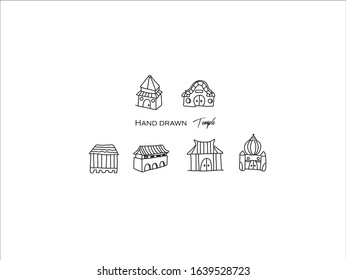 Hand drawn pictures.Temple illustrations. Black and white pattern architectural elements  perfect for invitations, greeting cards, prints, posters.