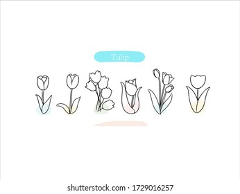 Hand drawn pictures.Tulip illustrations. Black and white pattern flower elements. perfect for invitations, greeting cards, prints, posters.