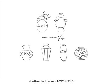 Hand drawn pictures.Vase illustrations. Black and white pattern decorations elements  perfect for invitations, greeting cards, prints, posters.