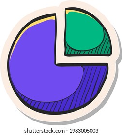 Hand drawn Pie chart icon in sticker style vector illustration