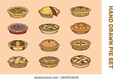 Hand drawn Pie Illustration Set