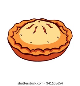 Hand drawn pie on a white background. Vector illustration for bakery or bread shop.