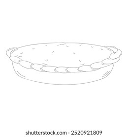 Hand drawn pie. Vector illustration of bakery product. Black and white drawing for menu, packaging and label