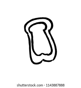 Hand Drawn a piece of bread doodle. Sketch style icon. Decoration element. Isolated on white background. Flat design. Vector illustration.