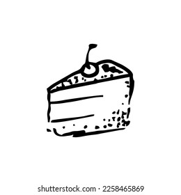 Hand drawn piece of cake slice . Cake isolated vector illustration