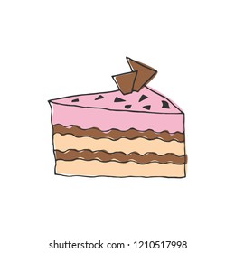 Hand drawn piece of cake. Vector illustration.