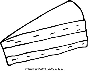 Hand drawn A piece of Cake vector on a white background