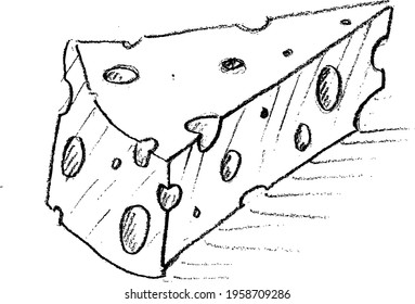 
hand drawn piece of cheese