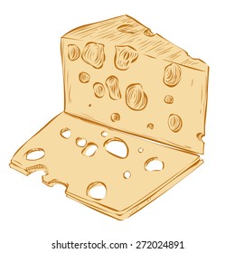 Hand drawn piece of cheese.