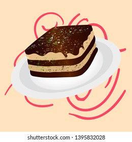 Hand Drawn Piece Layered Chocolate Cake Stock Vector (Royalty Free ...