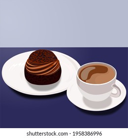 Hand drawn piece of layered chocolate cake with icing and shavings, sketch style vector illustration isolated on white background. Realistic hand drawing of piece, slice of chocolate cake