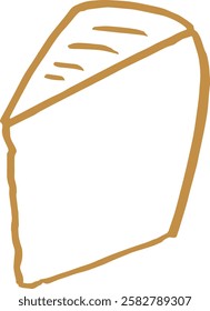 Hand drawn piece of parmesan cheese  food ink style illustration slice of yellow old cheese