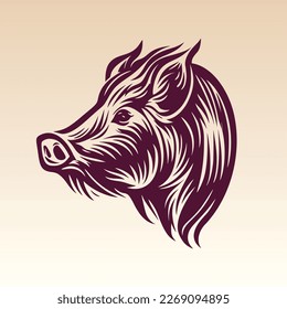 Ilustración de la cabeza de cerdo dibujada a mano. Ilustración vectorial de estilo de grabado de madera vintage.