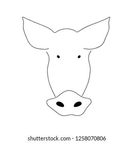 Hand drawn pig silhouette. Vector illustration on white background. Line icon. Eps10