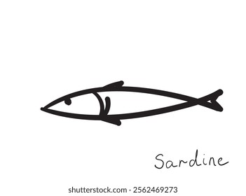 Hand drawn pilchard, doodle sardine fishes, sketched fish pictogram, sardines icon, sketchy sea animals, mackerel retro doodle drawing, ink artwork herring on white