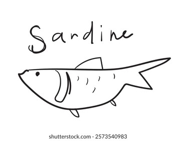 Hand drawn pilchard, doodle sardine fishes, sketched fish pictogram, sardines icon, sketchy sea animals, mackerel retro doodle drawing, ink artwork herring on white