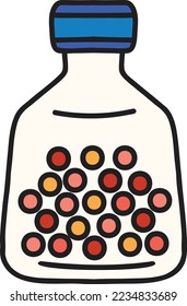 Hand Drawn pills and medicine bottles illustration isolated on background
