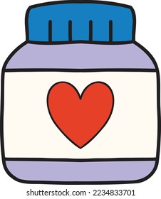 Hand Drawn pills and medicine bottles illustration isolated on background