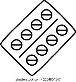 Píldoras de drenaje manual en la ilustración de la caja de la píldora aislada en el fondo