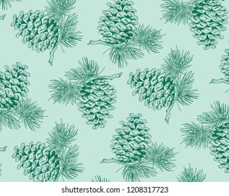 Hand drawn pine cone pattern vector illustrations. Design element for christmas stuff, invitations, greeting cards, quotes, blogs, posters, prints.