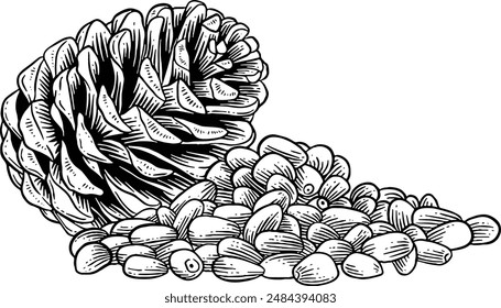 Handgezeichnete Kiefernmuttern Skizze Illustration