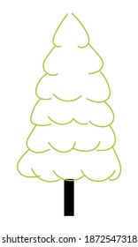 Hand drawn pine tree or christmas tree isolated on white background. 